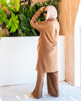 Asymmetric Linen Blouse-Brown