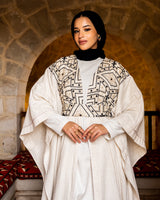 Belted Embroidered Kaftan - Beige