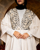 Belted Embroidered Kaftan - Beige