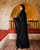 Belted Embroidered Kaftan - Black