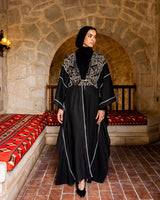 Belted Embroidered Kaftan - Black