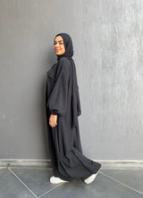 Color-Block Abaya - Black