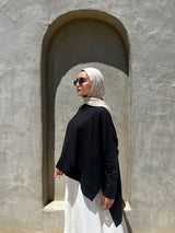 Cropped Linen Blouse - Black