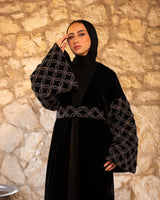 Embroidered Sleeves Kaftan - Silver