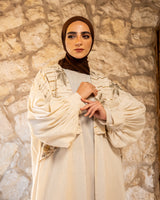 Embroidered Linen Kaftan - Beige