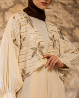 Embroidered Linen Kaftan - Beige