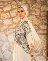 Embroidered Linen Kaftan - Multicolored