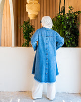 Denim Fringed Cardigan - Blue