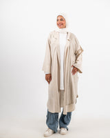 Half & Half Linen Cardigan - Beige