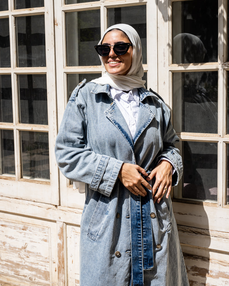 Denim Trench Jacket - Blue