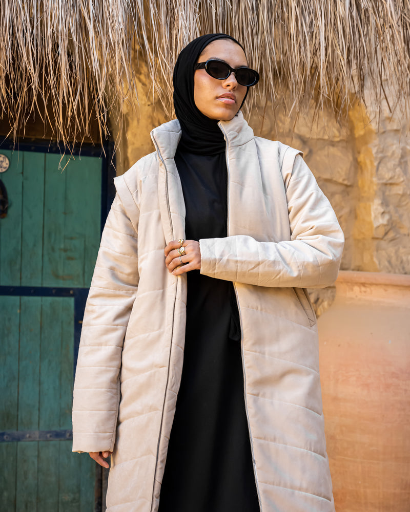 Detachable Puffer Coat - Beige