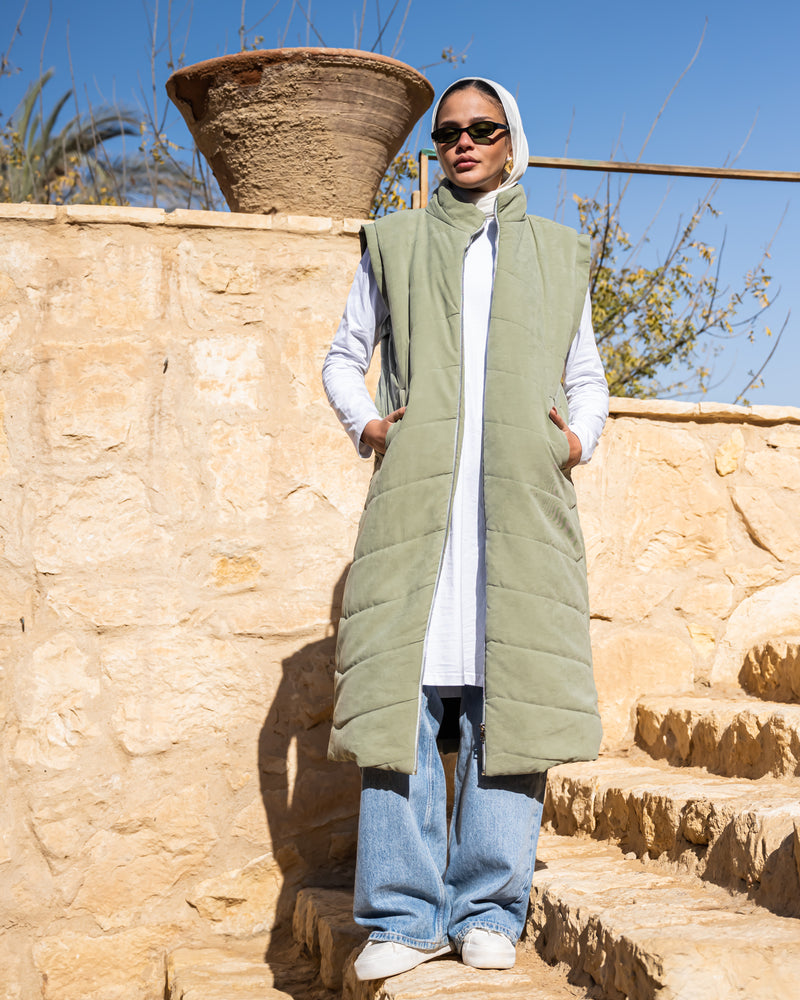 Detachable Puffer Coat - Olive