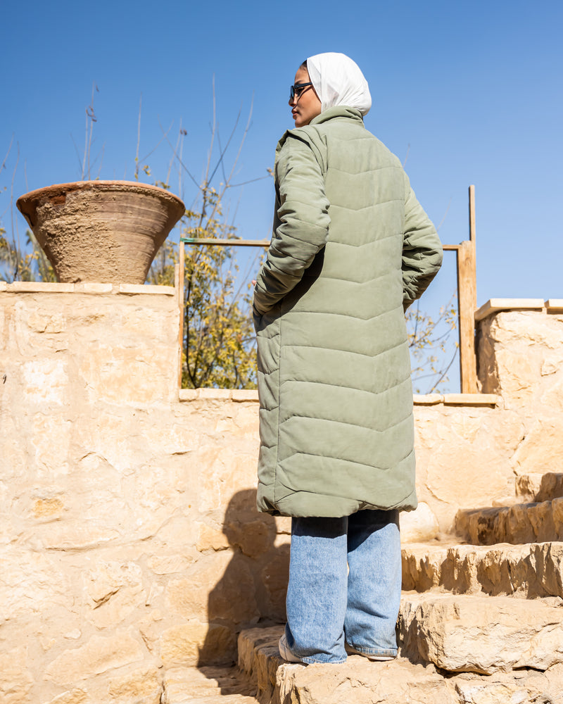 Detachable Puffer Coat - Olive