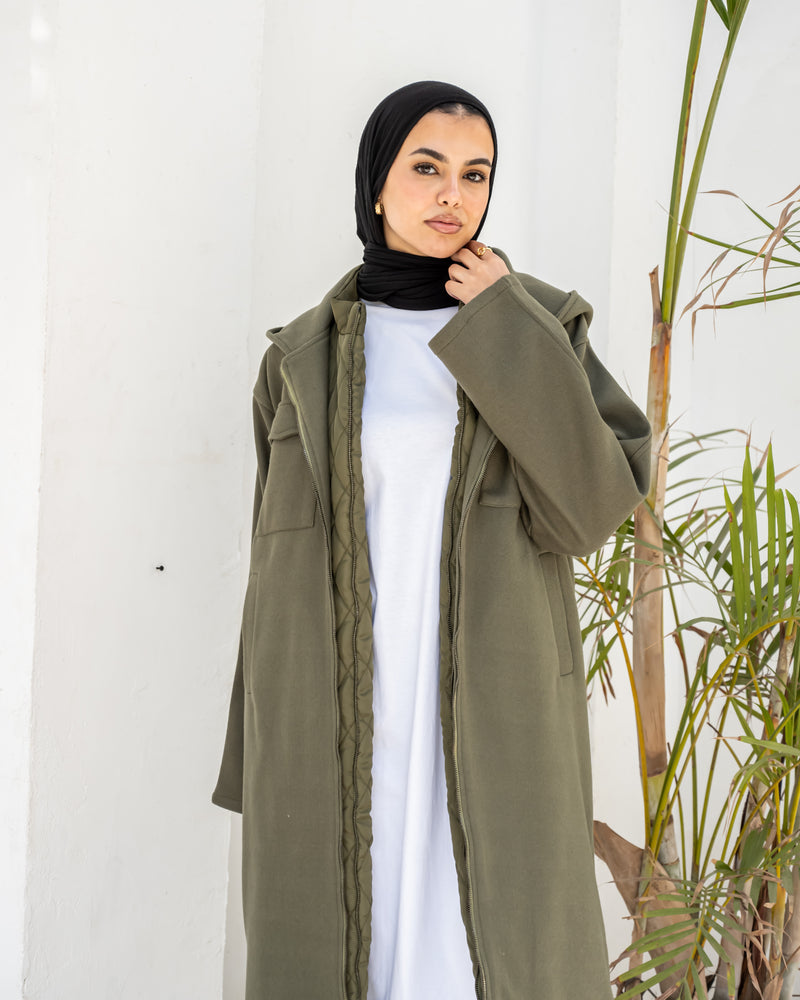 Double Layer Felt Jacket - Olive