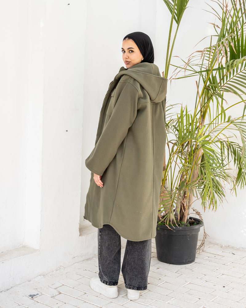 Double Layer Felt Jacket - Olive