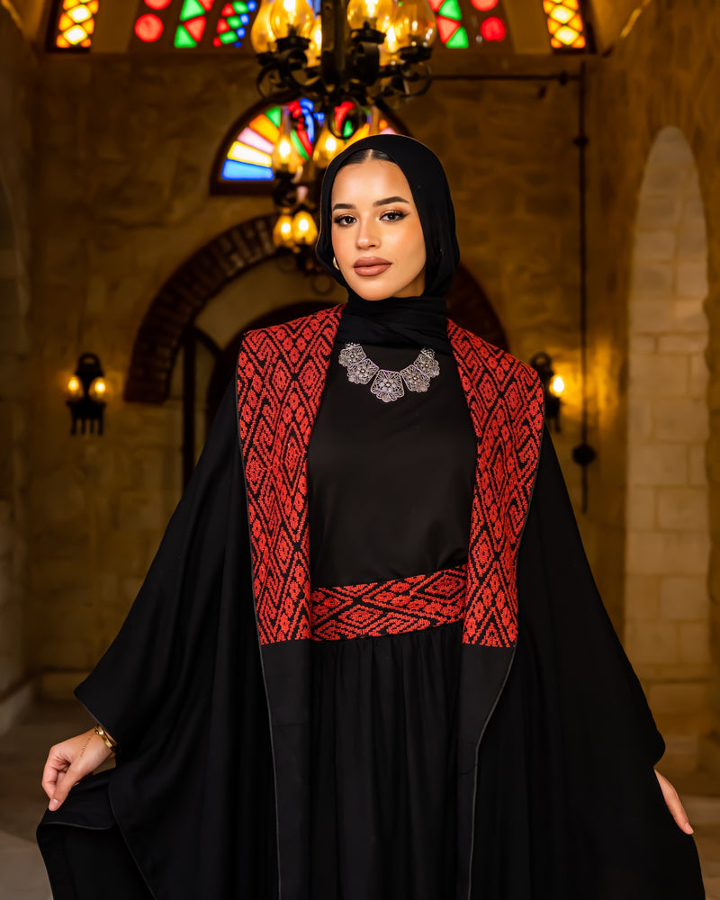 Etamin Stitched Kaftan - Black