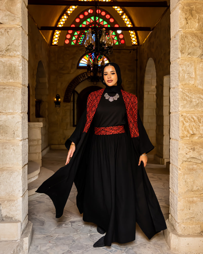 Etamin Stitched Kaftan - Black