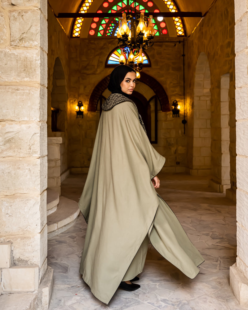 Etamin Stitched Kaftan - Olive