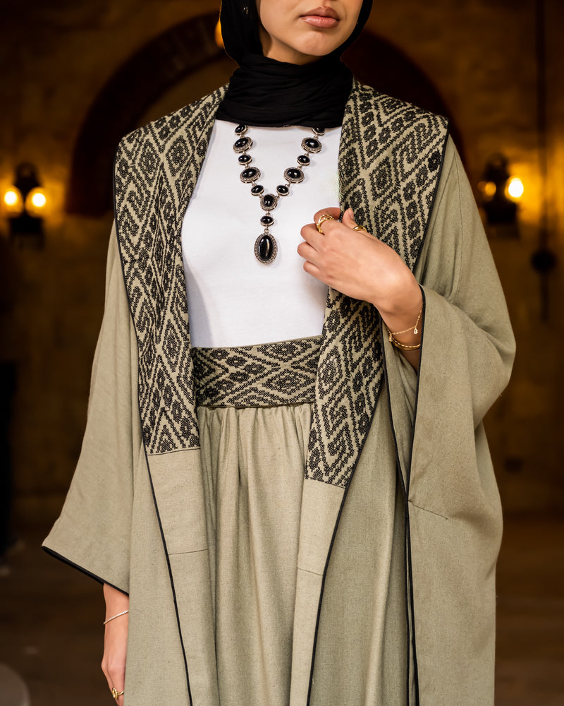 Etamin Stitched Kaftan - Olive