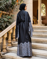 Flag Sleeves Dress With Shawl - Black