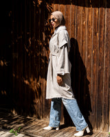 Fringed Gabardine Cardigan - Beige