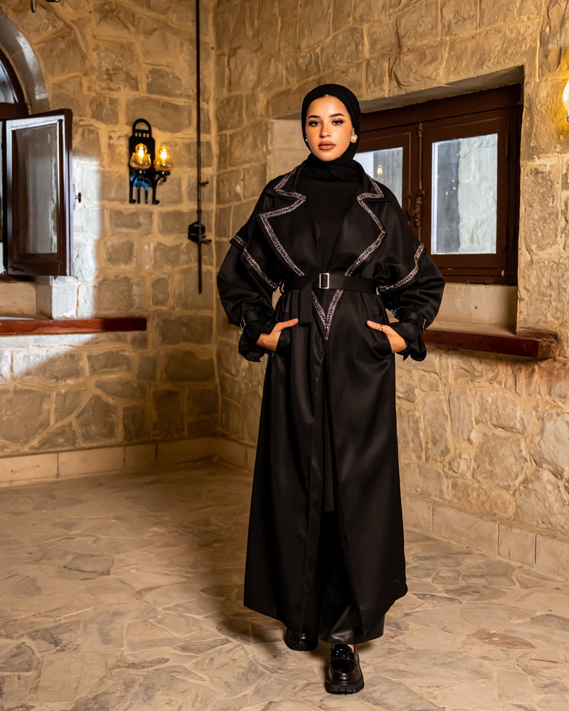 Gabardine Abaya - Black