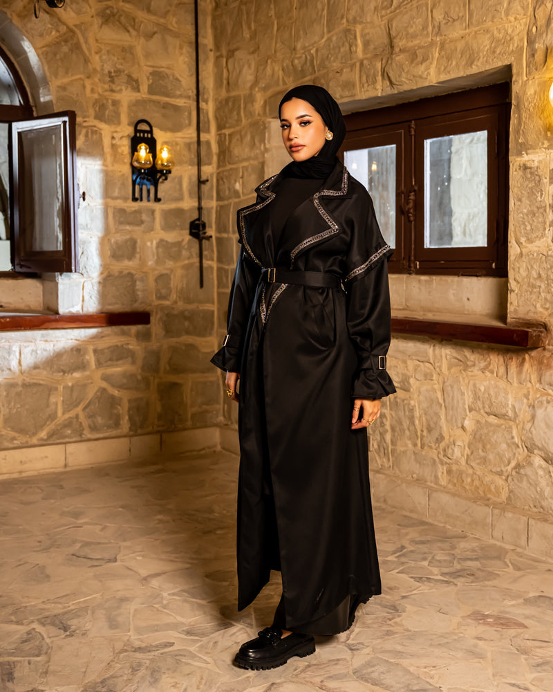 Gabardine Abaya - Black