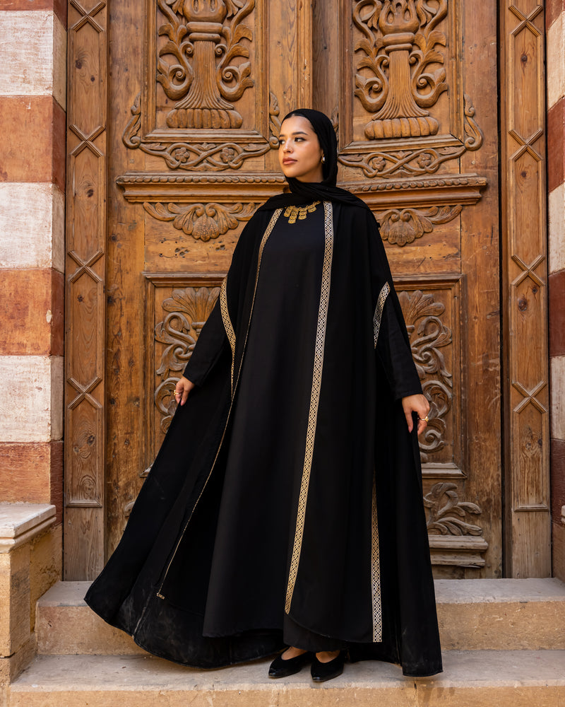 Golden Trim Cape - Black