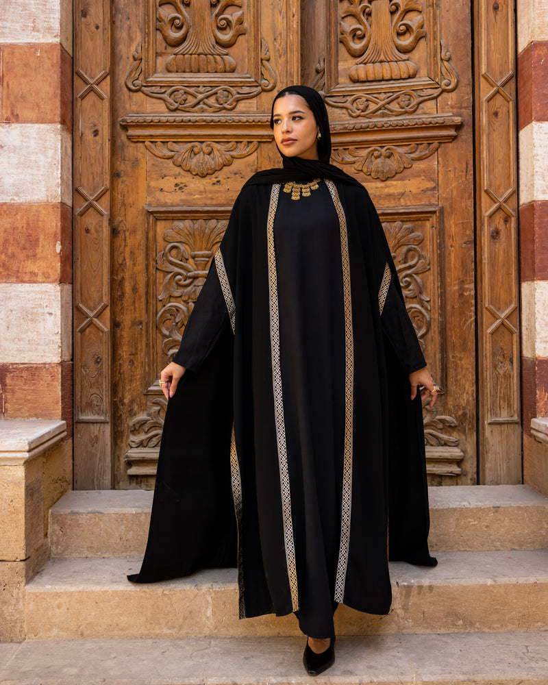 Golden Trim Cape - Black