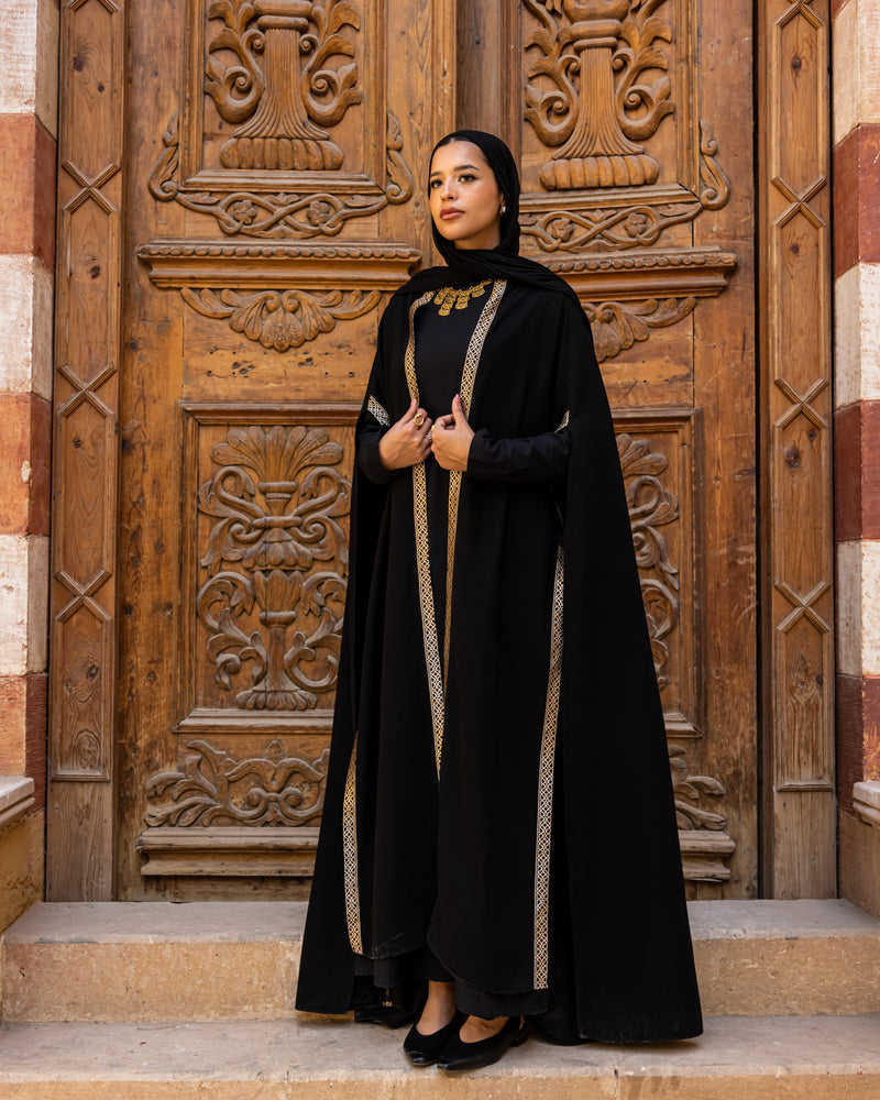 Golden Trim Cape - Black