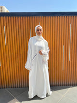 High-Low Abaya - White