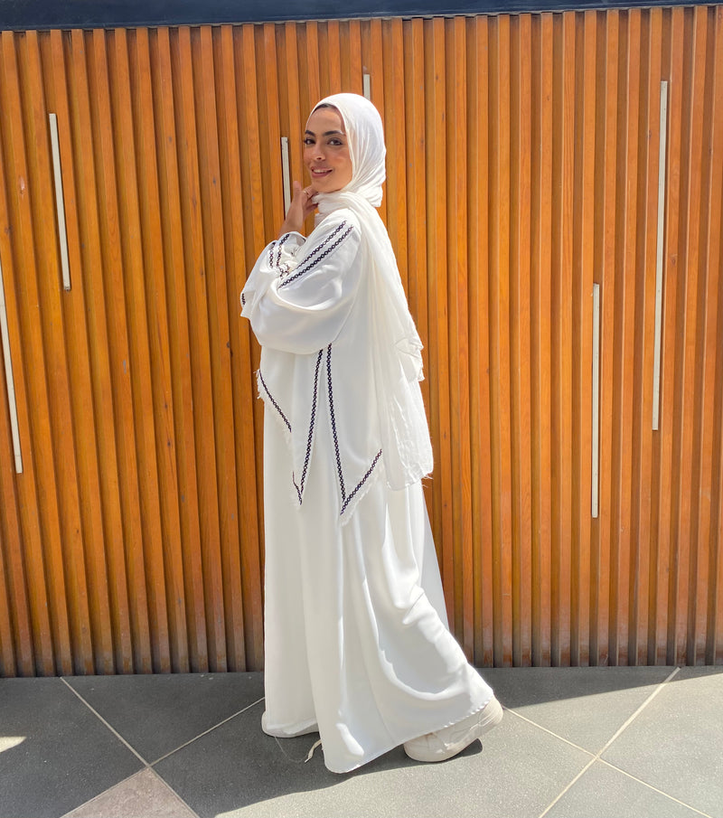 High-Low Abaya - White