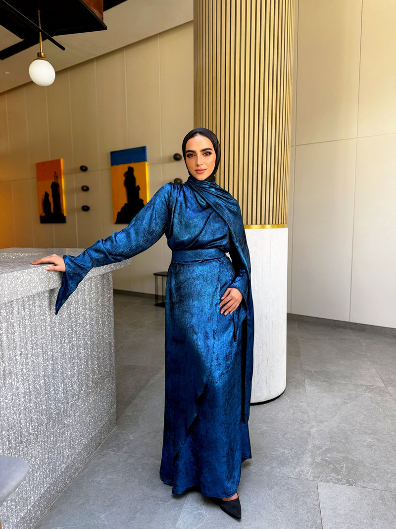 Shimmer Wrap Dress - Blue