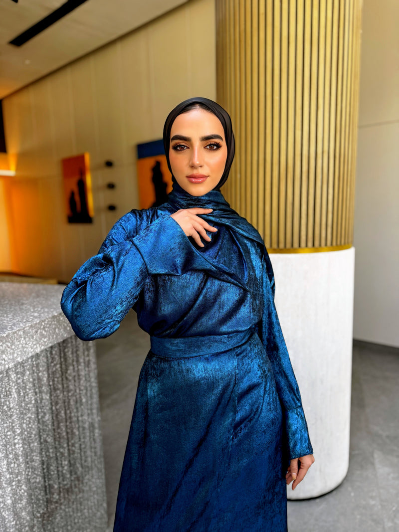 Shimmer Wrap Dress - Blue