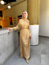 Shimmer Wrap Dress - Beige