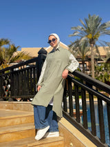 Linen With Guipure Shirt - Olive
