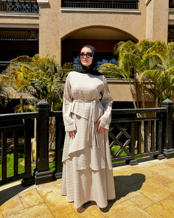 Accordion Layers Dress - Beige