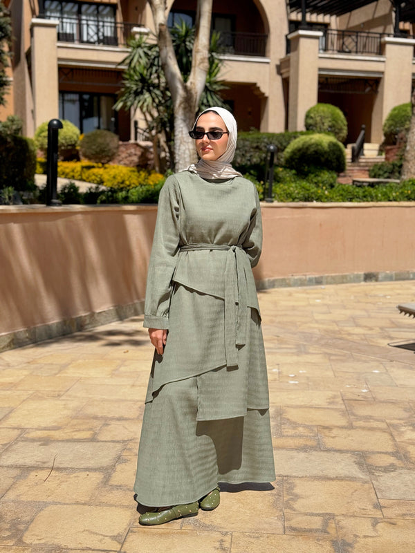 Accordion Layers Dress - Olive