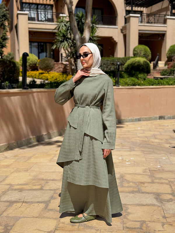 Accordion Layers Dress - Olive