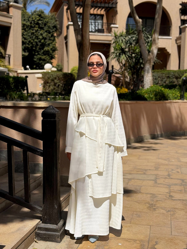 Accordion Layers Dress - White