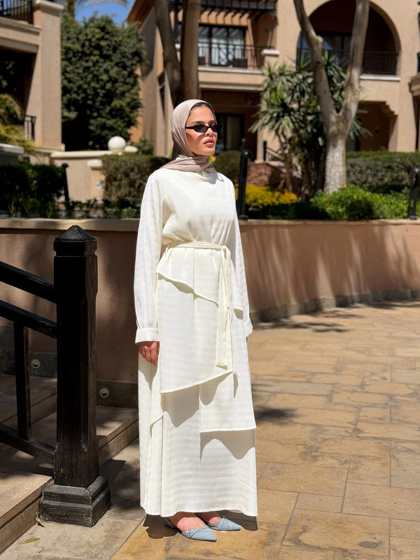 Accordion Layers Dress - White