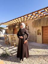 Belted Drapes Dress - Brown