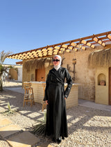 Belted Drapes Dress - Black