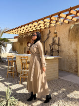 Belted Drapes Dress - Beige