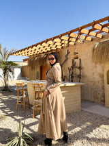 Belted Drapes Dress - Beige