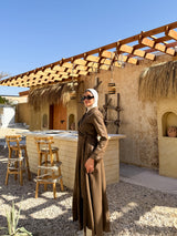 Belted Drapes Dress - Cafe