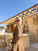 Belted Drapes Dress - Cafe