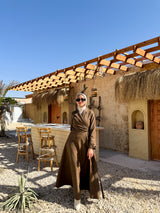 Belted Drapes Dress - Cafe