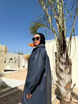 Lined Leather Shirt - Dark Blue