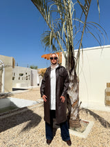 Lined Leather Shirt - Brown